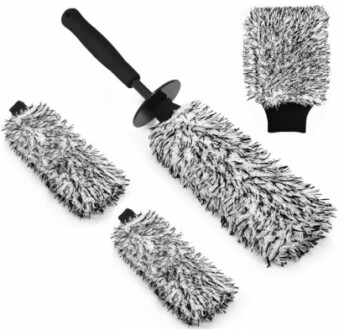 Car cleaning brush set with multiple detachable heads.