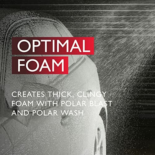 Car being washed with thick clingy foam.