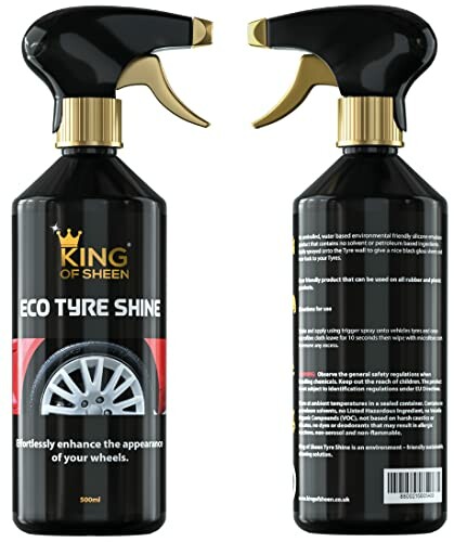 King of Sheen Eco Tyre Shine 500ml bottle, front and back view.