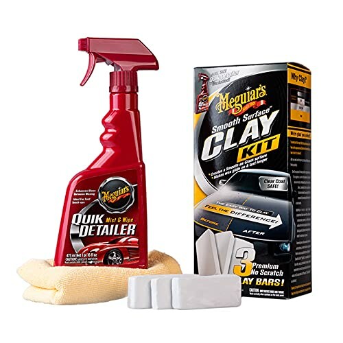 Meguiar's Smooth Surface Clay Kit with Quik Detailer spray and cloth.